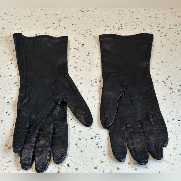 Vintage Carson Pirie Scott & Co. Italian Black Leather Gloves Size 7 - Picture 8 of 15